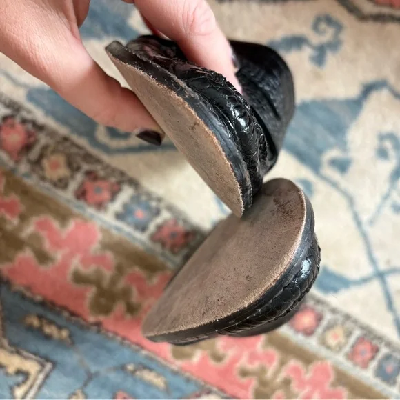 Freda Salvador TASH D'ORSAY MOCCASIN Black Croc-Embossed Loafers - Picture 5 of 6